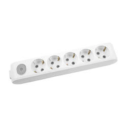 Power strip with socket, 5 sockets, without cable X-TENDIA white