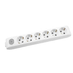 Power strip with socket, 6 sockets, without cable X-TENDIA white
