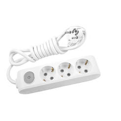 Power strip with socket, 3 sockets, 1.5 m cable X-TENDIA white