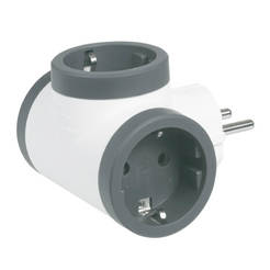 Triple contact adapter, T-shaped, white