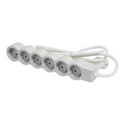 Power strip with 6 sockets 6x16A white, cable 1.5 m Standard
