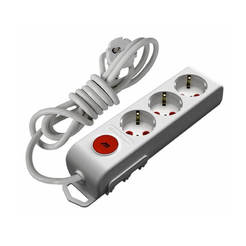 Power strip with 3 sockets with switch 16A, 2m cable white RI-TECH