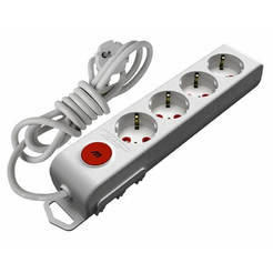 Power strip with 4 sockets with switch 16A, 2m cable white RI-TECH