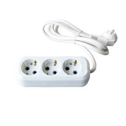 Splitter triple 3x16A with cable 3m/3G1.5mm white D-IL