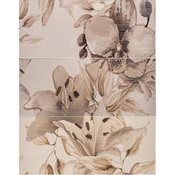Decor tile Viola 2463 Flowers 50/60 cm, set of 3 tiles 20/50 cm, color brown