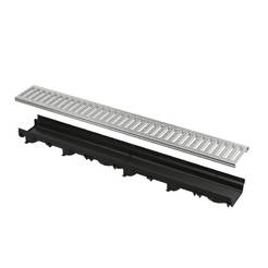 Gutter for drainage system 1m plastic edge, galvanized grille, C-profile A15 - AVZ112-R102