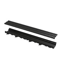 Shallow gutter for drainage system 1m plastic edge, composite grille A15 - AVZ112-R501