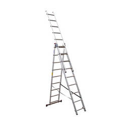 Three-arm aluminum ladder, professional 3 x 9 Corda