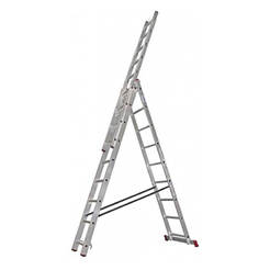 Three-arm aluminum ladder, professional 3 x 10 CORDA