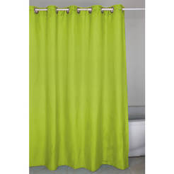 Bathroom curtain 180 x 200 cm, 100% polyester, green, with rings