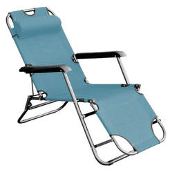Пляжный стул, 2 положения, синий, 153 x 60 x 80 см, типа шезлонга, функция кровати