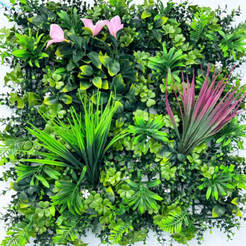 Decorative wall panel Fern artificial landscaping 50 x 50cm cyclamen