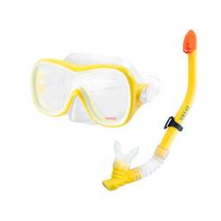 Комплект маски для плавания с трубкой - желтая, 8+