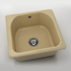 Single kitchen sink 51 x 51 cm, polymer marble, granite cappuccino