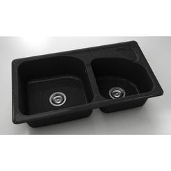 Kitchen sink with two sinks 90 x 49 cm, granite, Galaxy Black