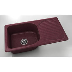 Kitchen sink with left / right top 90 x 49 cm, granite, Bordeaux