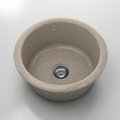 Round sink - F 49cm, granixite, siphon f90, color Aggregate