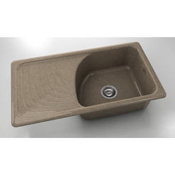 Kitchen sink with left top 90 x 49 cm, granite, White Frappe