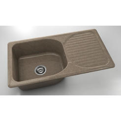 Kitchen sink with left / right top 90 x 49 cm, granite, White Frappe