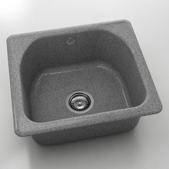 Single kitchen sink 51 x 46 cm, granite, Space Gray