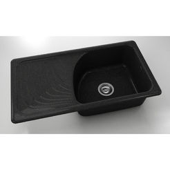 Kitchen sink with left top 90 x 49 cm, granite, Galaxy Black