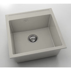 Sink polymer marble 51 x 51 cm single siphon f90, gray granite
