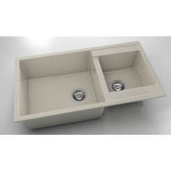 Kitchen sink with two troughs 90 x 49 cm, polymer marble, jasmine