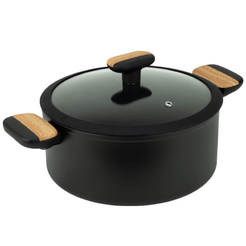 Pot with lid 26 x 12cm black and wood