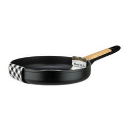 Aluminum pan 24 x 4.8cm black and wood