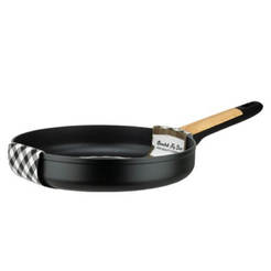 Aluminum pan 26 x 5cm black and wood