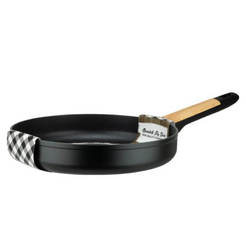 Aluminum pan 28 x 5.2cm black and wood