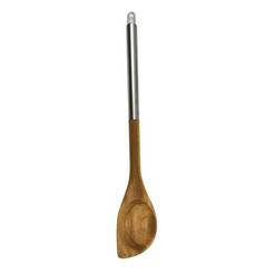 Wooden cooking spoon 34 cm with edge, acacia and metal handle