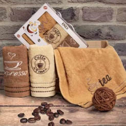 Kitchen towel 30x50cm cotton set of 3 pieces Coffee