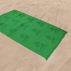 Хавлиена кърпа плажна 100 х 170см, 100% памук 360гр/м2 Лодки зелена