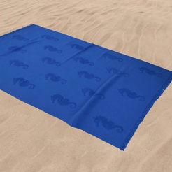 Полотенце пляжное 100 х 170см, 100% хлопок 360г/м2 Морской конек синий