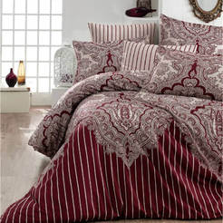 Bedding set 5 pieces Ranfors Print Lale red