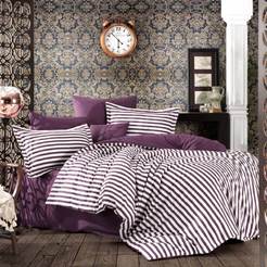Bedding set 4 pieces Ranfors purple stripe