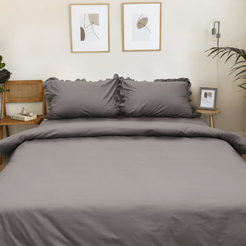 Bedding set 3 pieces percale 100% cotton Lesi gray