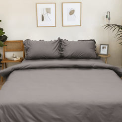 Bedding set 4 pieces percale 100% cotton Lesi gray