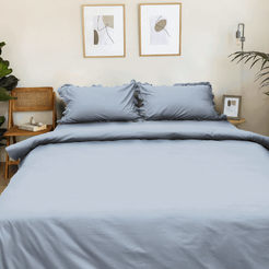 Bedding set 5 pieces percale 100% cotton Lesi blue