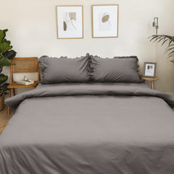 Bedding set 5 pieces percale 100% cotton Lesi gray