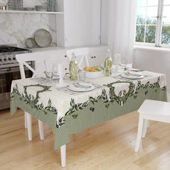 Tablecloth 140 x 180cm 100% polyester digital print Olive green BEYTUG