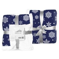 Christmas blanket 150x200cm dark blue with white snowflakes