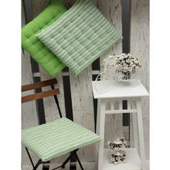 Chair cushion 40 x 40 cm, striped 100% cotton, green color