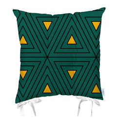 Chair cushion 43 x 43cm green and yellow triangles