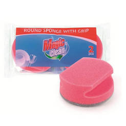 Sponge for dishes with channel round 2 pcs. 9.4 x 9.4 x 4.5cm