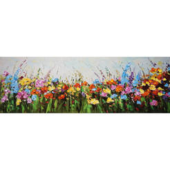 Картина с деревянным подрамником 90 х 30 см, масляные краски Цветочный
