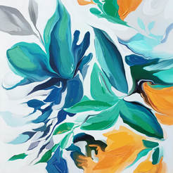 Wall picture 60 x 60cm Turquoise dream canvas print relief print oil paints