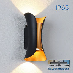 Фасадный светодиодный настенный светильник 10Вт 690лм 3000-4000-6400К IP65 Boston LED 40000h черный/золотой VIVALUX