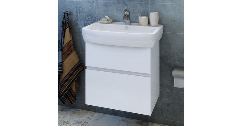 PVC Шкаф с мивка за баня 60 x 45 x 61.5см окачен, Лора 60 ⋆ MASTERHAUS